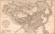 Китай. lEmpire Chinois, 1834 год. Размер: 43х27. Издатель: L.Viviene.Ручная по границе.
