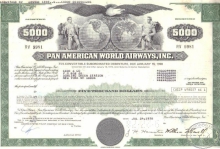 PanAm World Airways Inc.,сертификат на $5000, 1978 год.