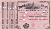 United States Internal Revenue (бланк), $50, 1876 год.